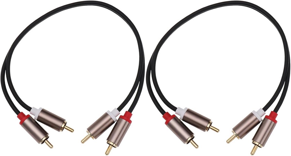 2-pack RCA naar RCA Audiokabel - Vergulde Stereo Audio Verlengsnoer voor Hifi en TV