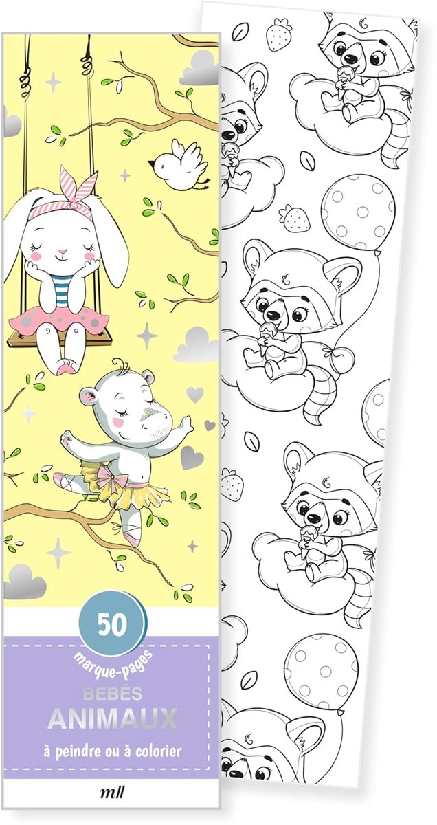 Boekenleggers om te kleuren - Bébés animaux