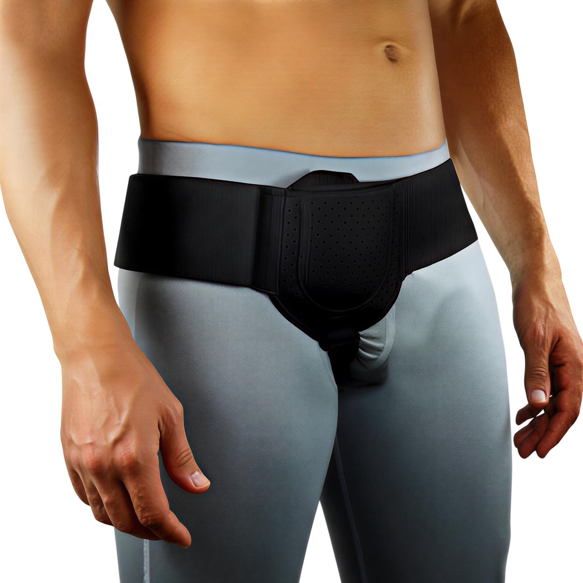 Hernia Belt Truss voor Inguinale en Sporthernia – Zwart – Ademend Hernia Ondersteuningsband voor Pijnverlichting en Herstel – Verstelbare Recovery Strap, Comfortabel en Discreet