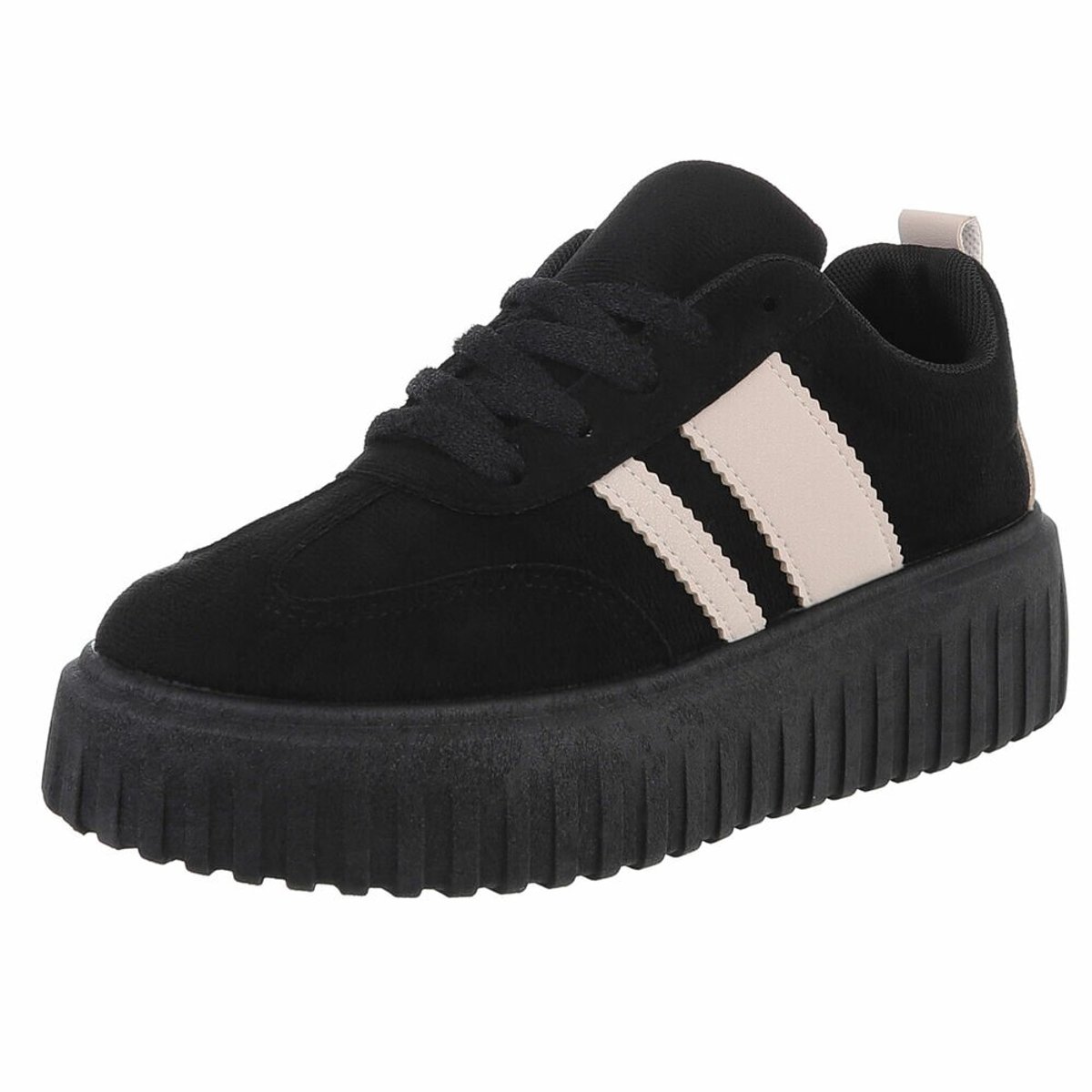 ZoeZo Design - sneakers - zwart - suedine - met veters - maat 36 - zoolhoogte 4/5 cm - nieuwe collectie