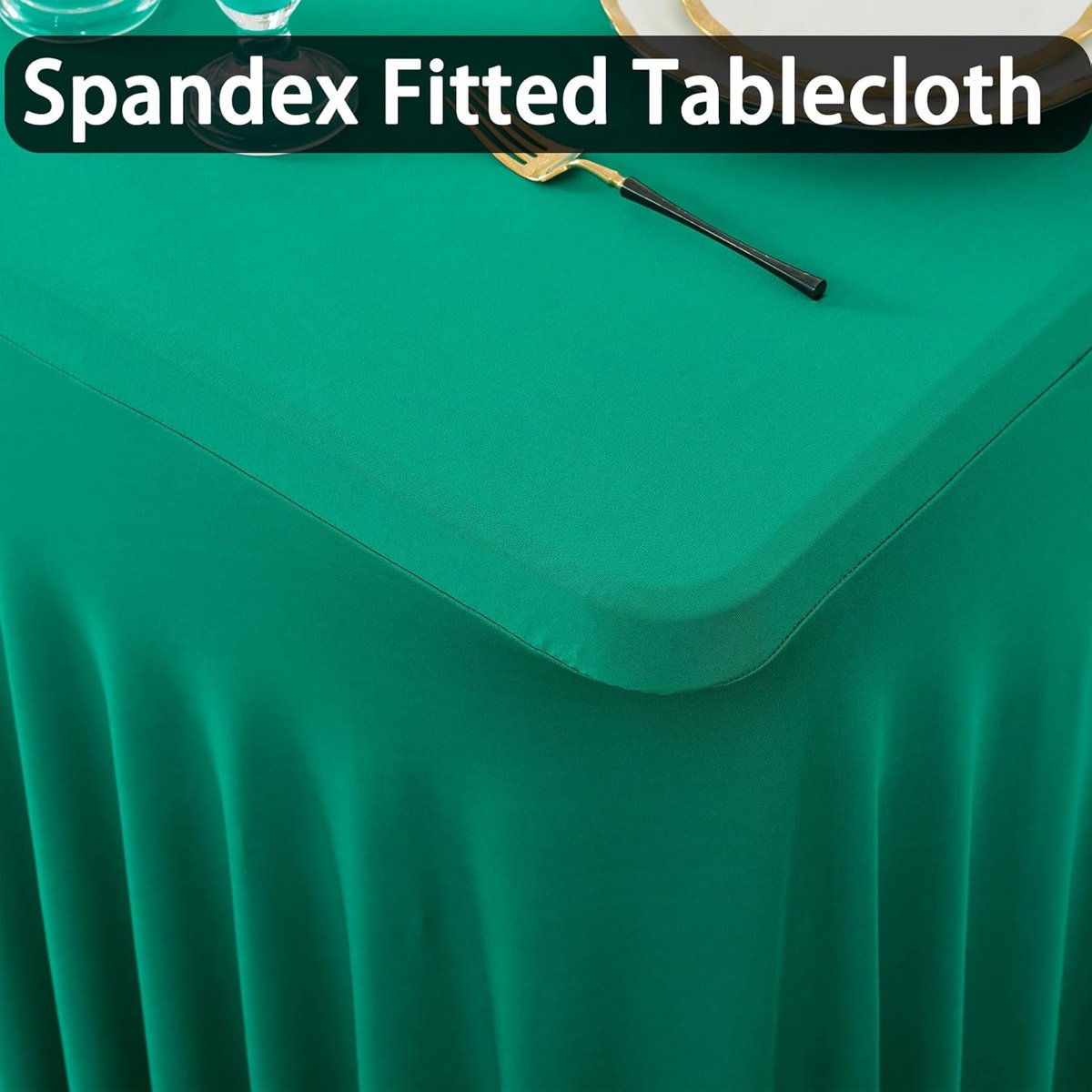 Set van 2 Smaragdgroene Elastische Tafelhoezen voor Rechthoekige Tafels (180 cm)