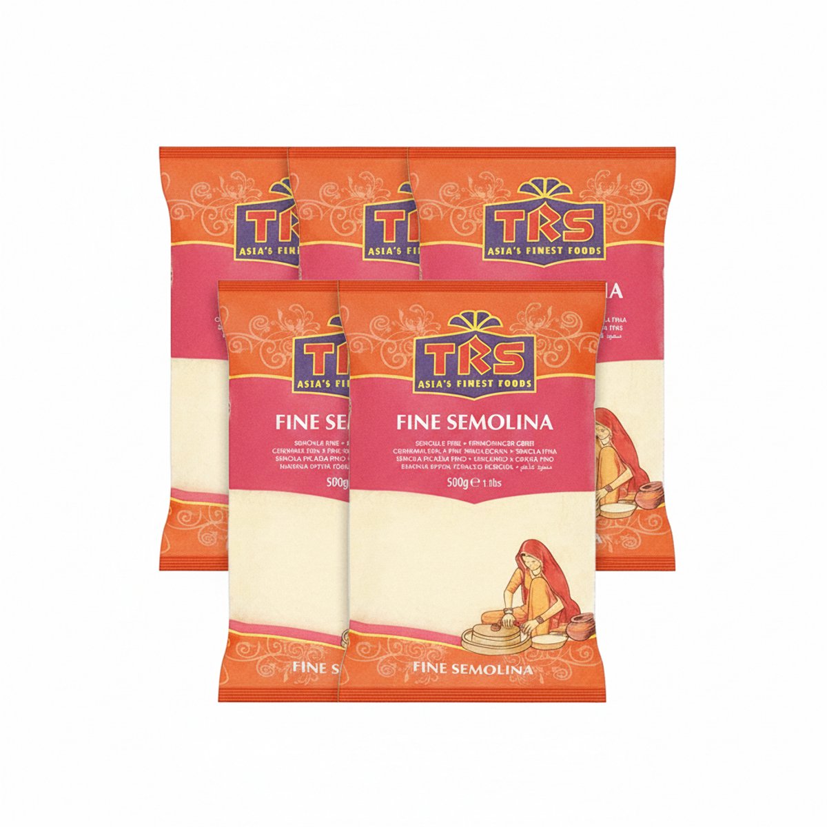 TRS 5 x 500 g fijngemalen semolinameel gemaakt van 100% maïs - ideaal voor desserts en gebakken goederen van hoge kwaliteit voor heerlijke snoep met Kajal Sticker