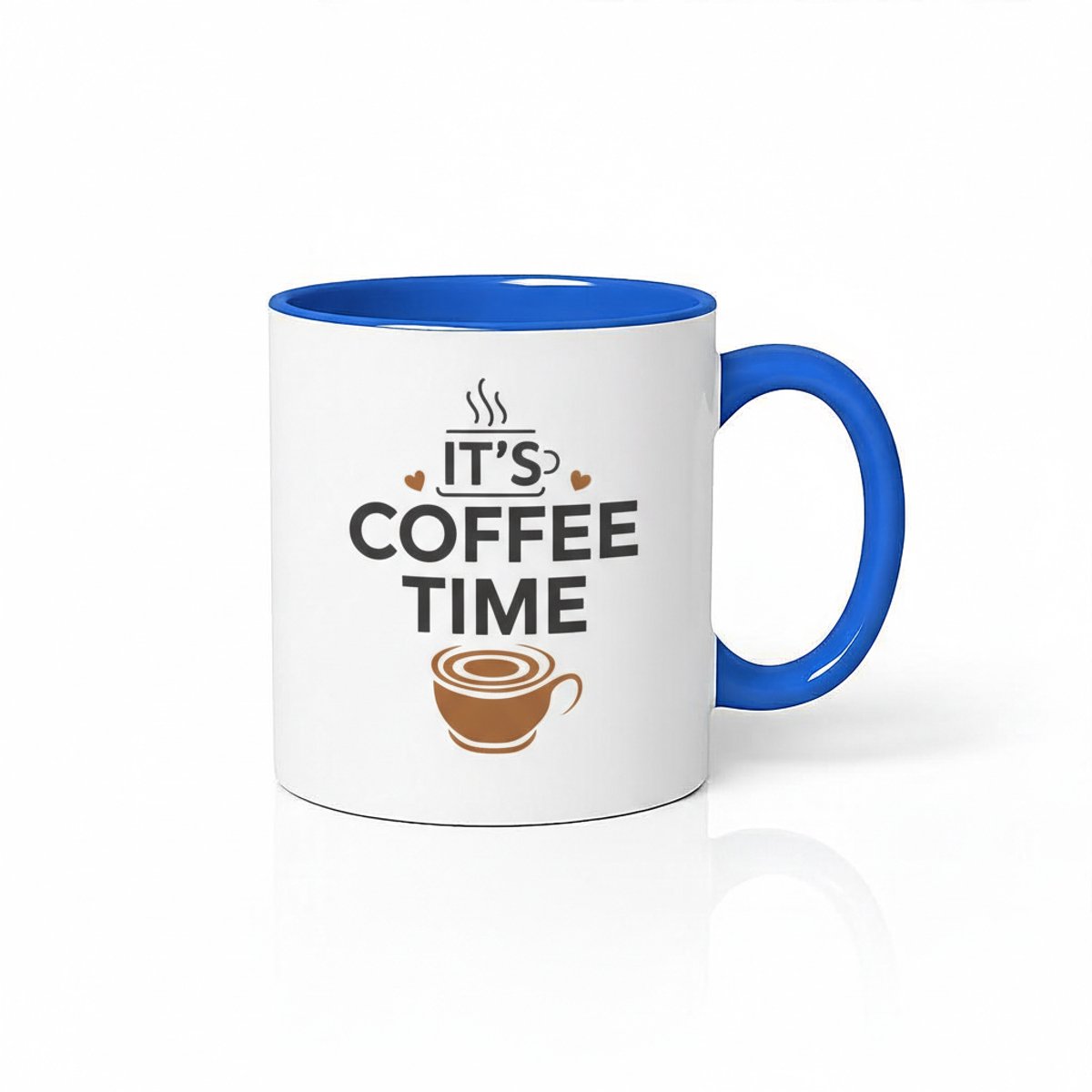 It's Coffee Time Mok - Blauw/Wit Keramische Koffiemok met Leuke Print