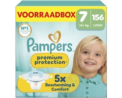 Pampers Premium Protection Maat 7 - 156 Luiers - 15kg+ - Voorraadbox