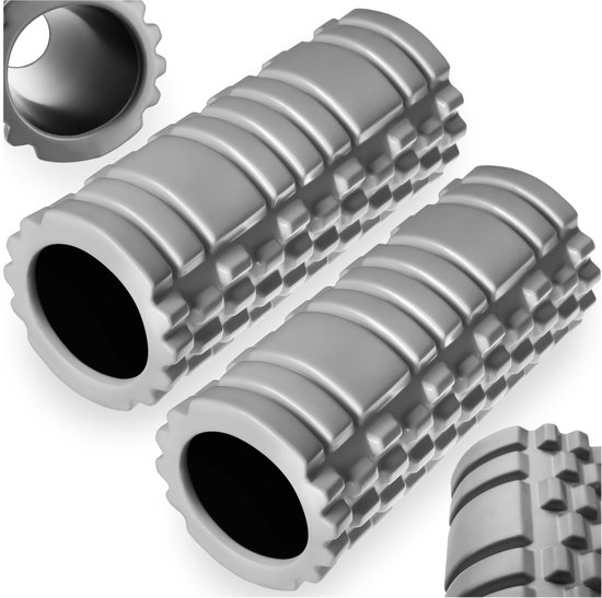 tectake® Foam Rollers - Set van 2 - Yoga & Fitness Massage Roller - Fascia Roller - 33,5 x ⌀14.5 cm - Massageroller - Zelfmassage en behandeling van bindweefsel - Triggerpoint Foamroller - Grijs