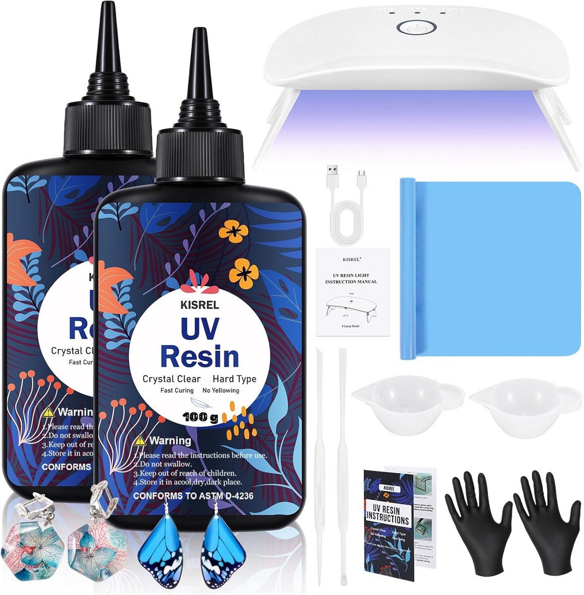 UV Hars Set Met Lamp - 200g Kristalheldere Uithardende Hars voor Sieraden Maken