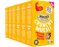 Holie's Crunchy Protein Peanut Butter 6x 400gr - ontbijtgranen - suikervrij - gezond - vegan