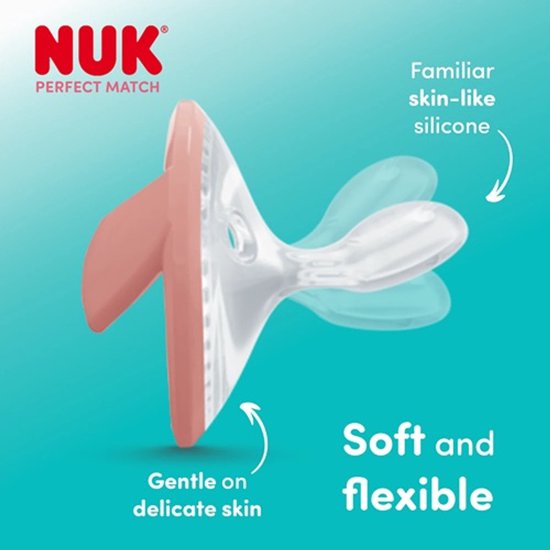 NUK Perfect Match Fopspeen 0–6 Maanden - NIEUW - Siliconen - 2 Stuks - Blauw & Mint Blauw — afbeelding 4
