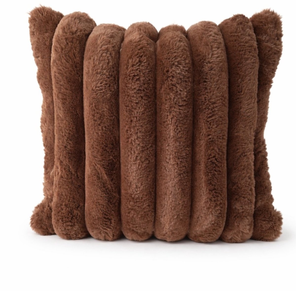 Sierkussen - rib - dark chocolate - faux fur - 50x50