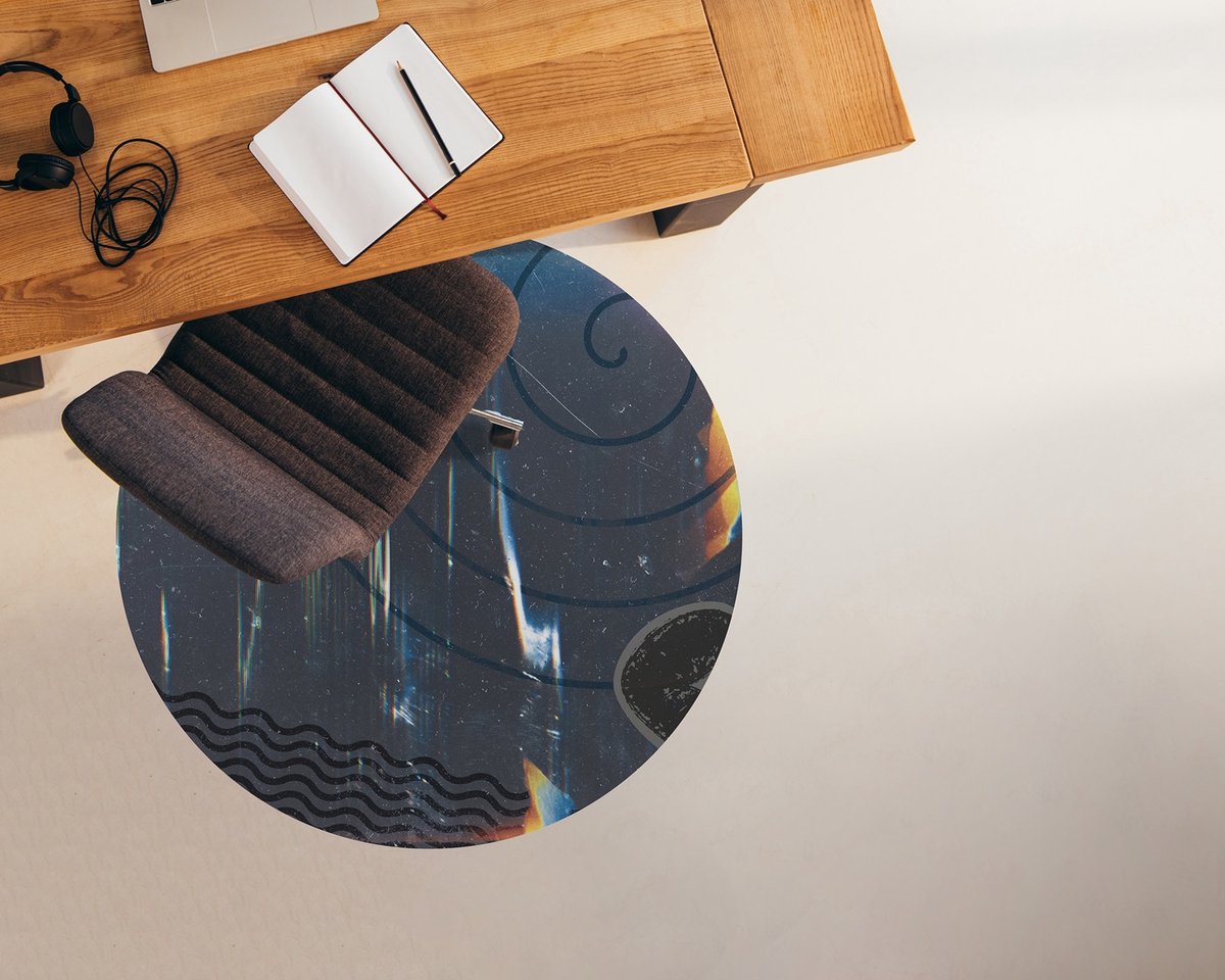 Coloray Vloerbeschermer - Stoffig patroon Stoel Mat - 100x100 cm - Veelkleurig Computer Stoel Mat - Vloerbeschermer Bureaustoelmat - PVC Vloerbeschermer - Ronde Mat - Abstracties Thema