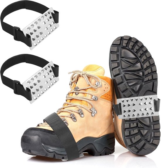 Stijgijzers - 1 paar - Anti Slip Sneeuwzolen - Sneeuwijzers - 26-tands antislip spikes - Schoenijzers - Antislipzooltjes - Sneeuwijzers - Outdoorlaarzen - wintersport - winterveiligheid - unisex - voor wandelen, buitenklimmen - zwart