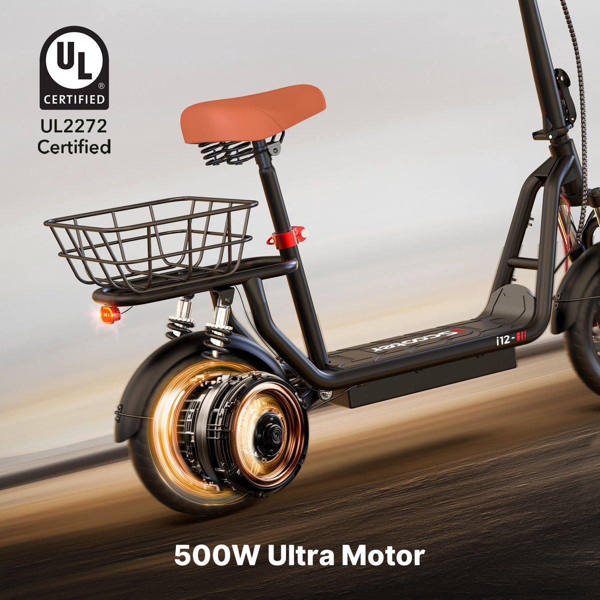 Elektrische Step iScooter i12 zwart voor Volwassenen met Zitje 500W Actieradius 35km 42V7.5Ah 12 inch 120kg Dubbele Schokdemping – foto 5