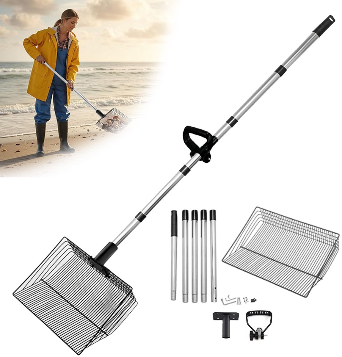 Kippenmest Schep - Grote Kippenmest Schep van 38 Cm (15 Inch) - Metalen Kippenhok Reinigingsgereedschap - Zeefhark voor Kippenmest