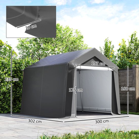 Outsunny Garden Storage Tent-Staal, PE-302L x 300B x 235H cm-Donkergrijs van Merkloos — afbeelding 3