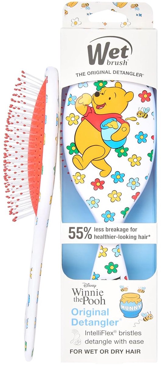Wet Brush x Disney Winnie the Pooh Original Detangler - Hunny Pooh - Limited Edition Winnie the Pooh & Friends - Anti-Klit Haarborstel Met IntelliFlex® Bristles - Ontknoopt Nat & Droog Haar - Zacht Voor Alle Haartypen - Voor Kind & Volwassen