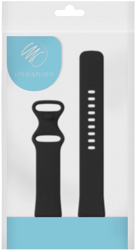 Zwarte imoshion smartwatchbandjes in verpakking.