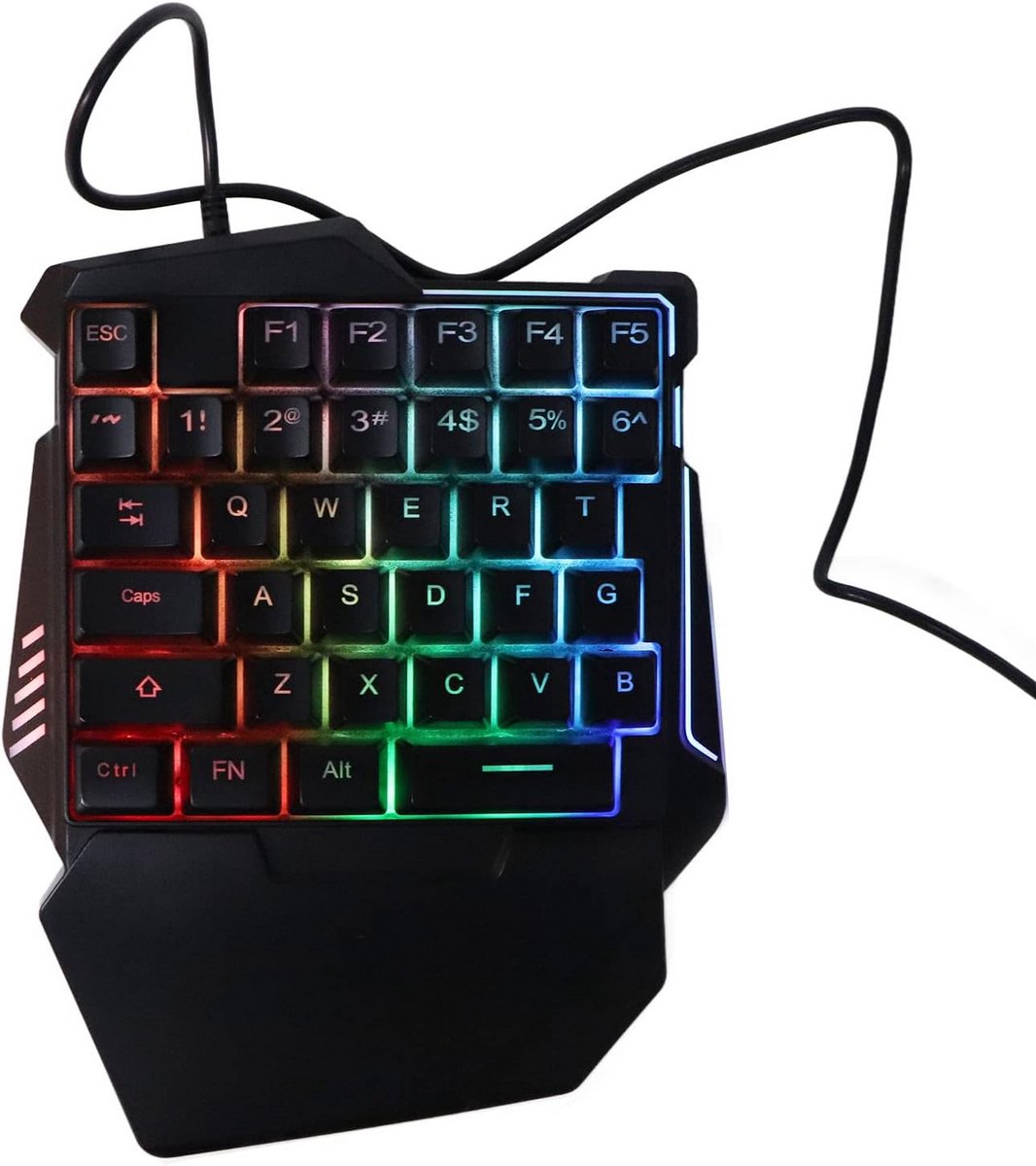 Ergonomisch Single Hand RGB Gaming Toetsenbord - 35 Toetsen USB voor Desktop & Laptop