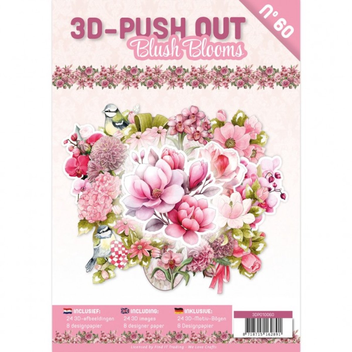3D Push-Out Book 60 - Blush Blooms - Boek met 16 pagina’s boordevol creatieve mogelijkheden - Gratis verzonden - 3DPO10060