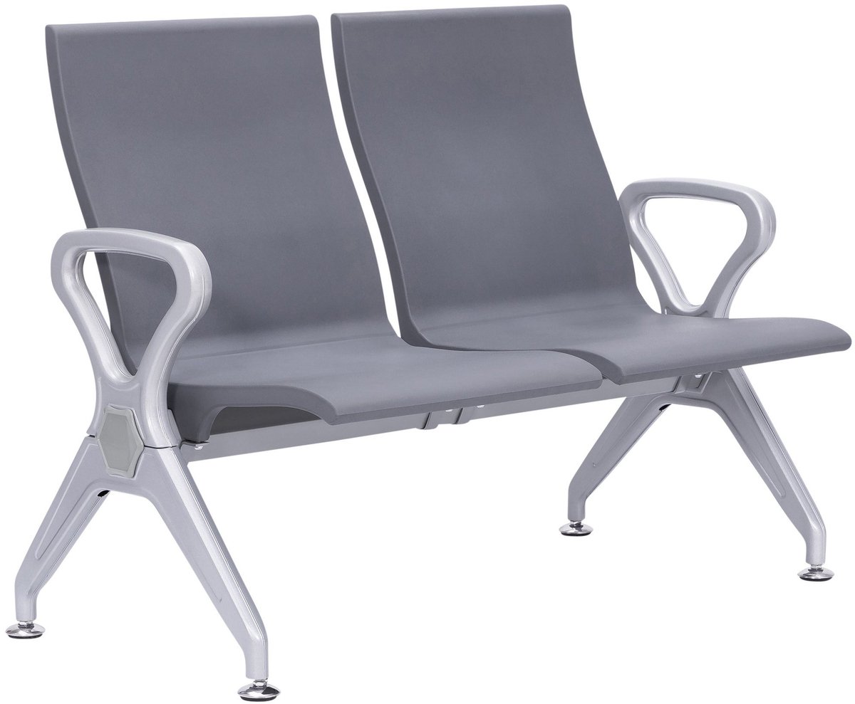 CLP Wachtbank Airport-stijl Ermin - met leuning - ergonomische zitkuipen - met robuust aluminium frame - tot 150 kg per zitplaats - grijs