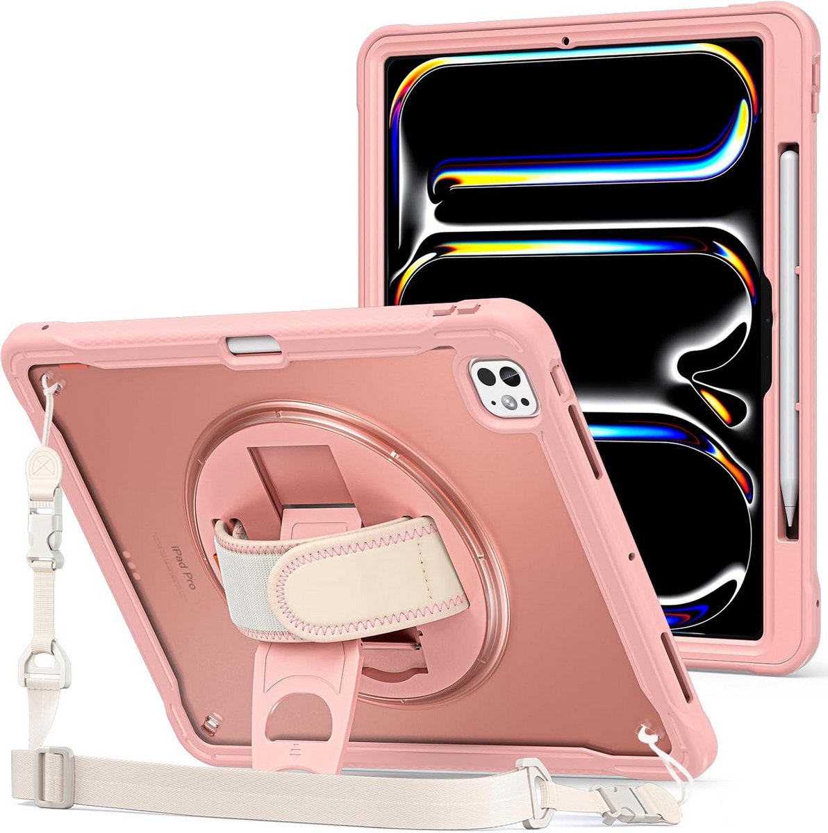 Robuuste Hoes voor iPad Pro 13 inch 2024 M4 met Polsband en Standaard