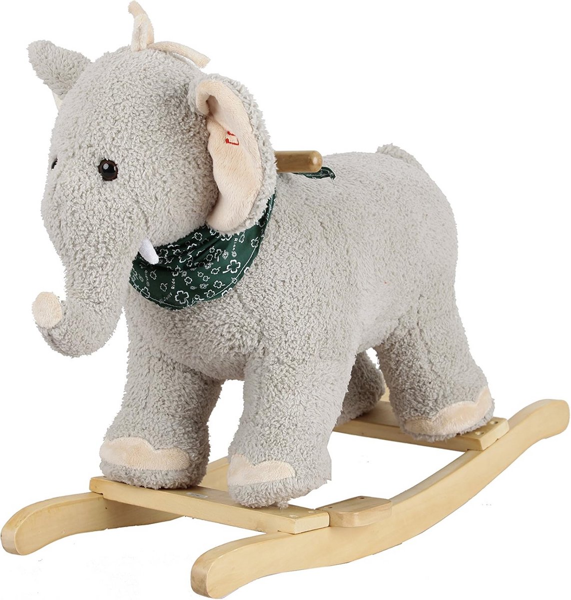 Houten Schommelolifant Grijs met Muziek voor Kinderen Vanaf 3 Jaar