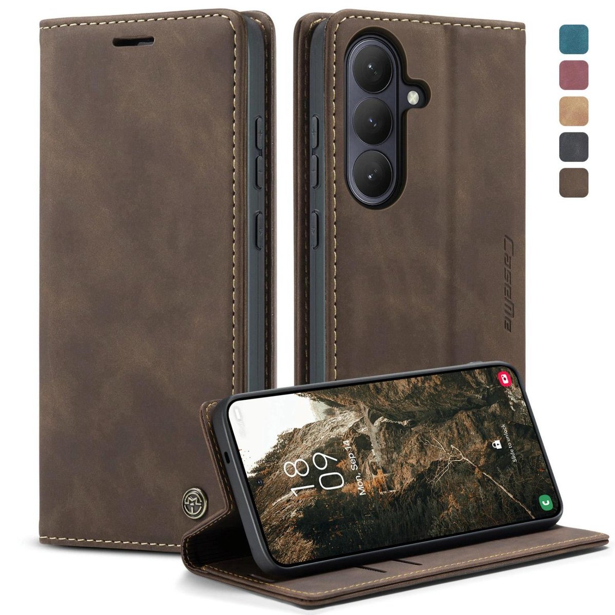 CaseMe Telefoonhoesje geschikt voor Samsung Galaxy S26 Plus Hoesje | CaseMe 013 Bookcase Portemonnee | Pasjeshouder voor 2 Pasjes | Telefoonhoesje voor Pinpas / OV Kaart / Rijbewijs - Coffee | Bruin