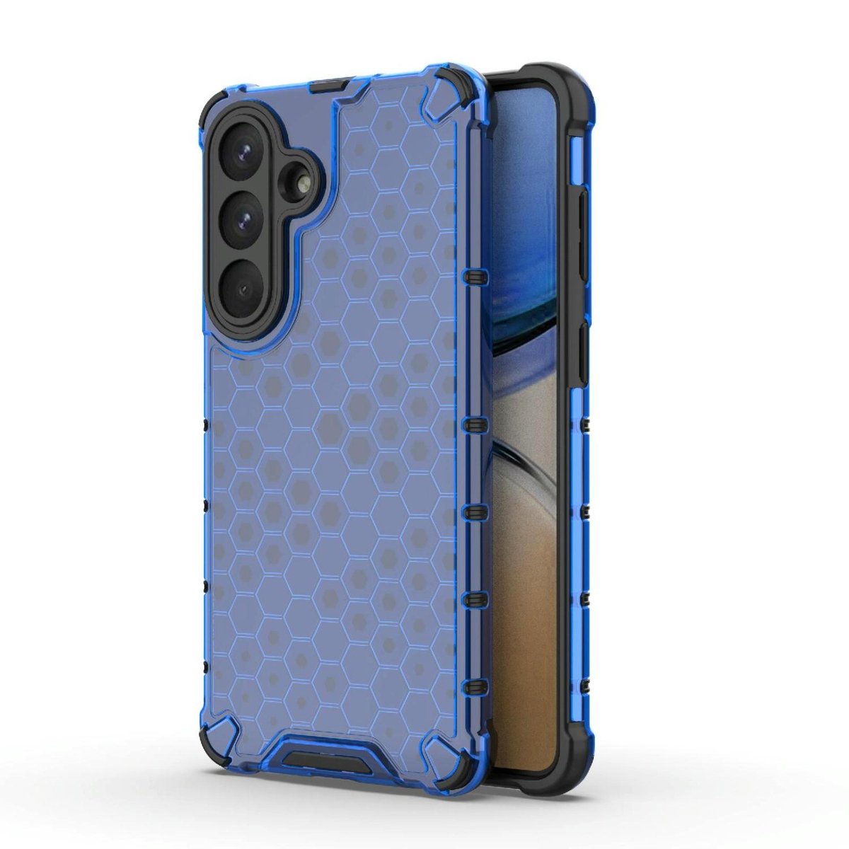 Mobigear Hoesje geschikt voor Samsung Galaxy S26 Plus Telefoonhoesje Hardcase | Mobigear Honeycomb Backcover Shockproof | Schokbestendig Galaxy S26 Plus Telefoonhoesje | Anti Shock Proof - Blauw