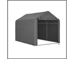 Fietsgarage Huur – Grijze Fietsgarage – Outdoor Tuingereedschap Schuur – Waterdichte PE Tent – Roldeur – 160x220x165 cm
