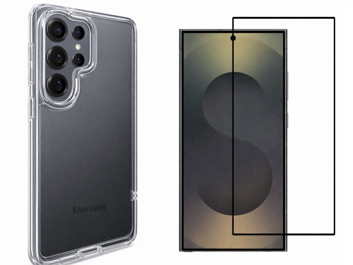 Transparant Hoesje en 2 Stuks Screenprotector - Case - Geschikt voor Samsung Galaxy S25 Ultra - Inclusief Screenprotector - Backcover - Transparant - Doorzichtig Screenprotector - Glasplaat - Tempered Glass - Gorilla - Extra Sterk - Beschermglas