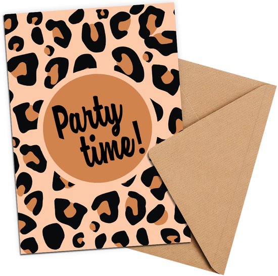 Uitnodiging kinderfeestje + Enveloppen 10 stuks - Luipaard Thema - Beschrijfbaar - Uitnodigingskaarten - Uitnodiging verjaardag - Uitnodiging verjaardag feest - Uitnodiging kinderfeestje Jongen of Meisje - Uitnodiging feestje - uitnodigingen