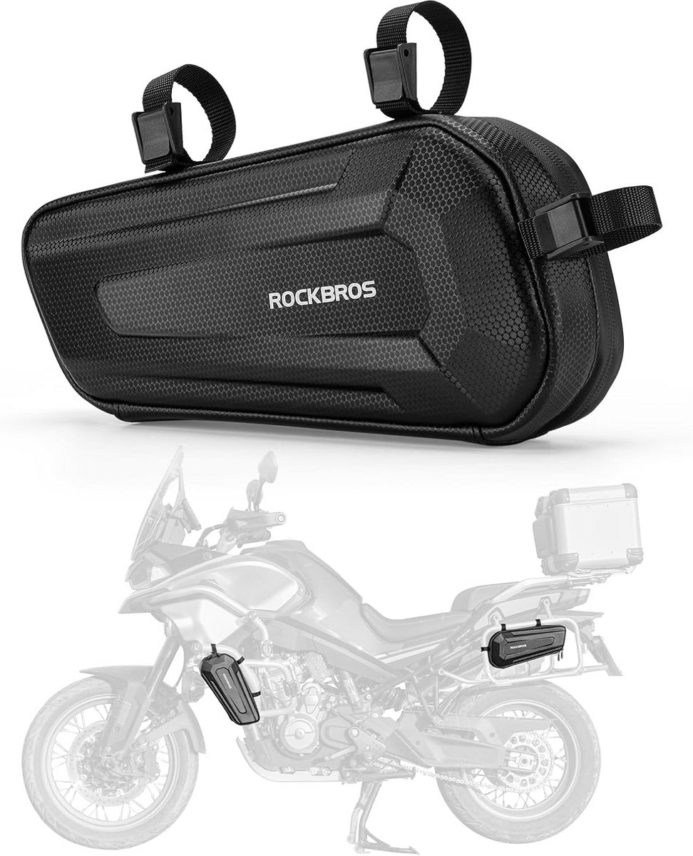 Motorfiets Framefles Fiets Tas Waterdicht Driehoek Tas Hard Shell Voor Motor Accessoires Zwart