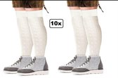 10x Paar Tiroler sokken lang wit mt.43-46 - Tirol sokken kousen Oktoberfest apres ski bier feest festival winter party