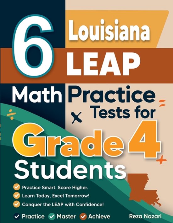 6 Louisiana LEAP Grade 4 Math Practice Tests - cover