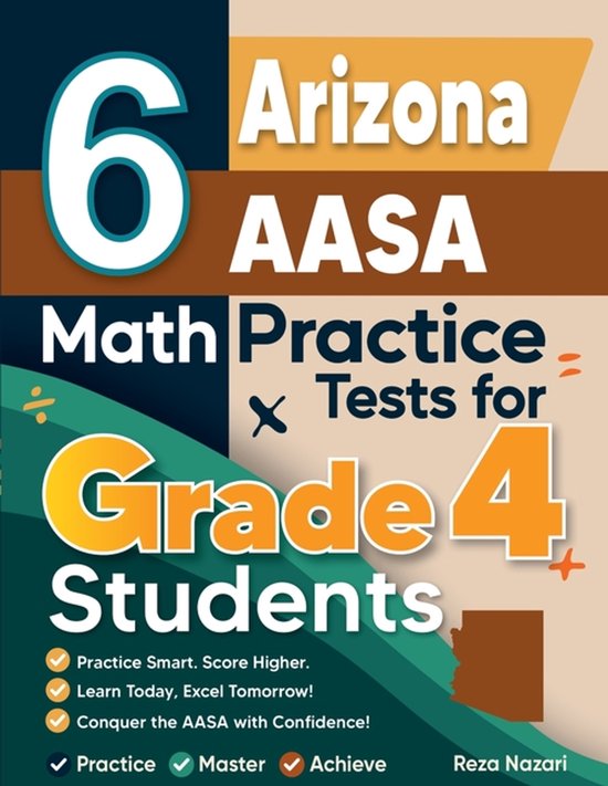 6 Arizona AASA Grade 4 Math Practice Tests - cover
