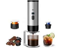 Drie-In-ééN Draagbare Koffiezetapparaat, Draagbare Koffiezetapparaat, Oplaadbare Koffiezetapparaat, Usb-Capsule Espressomachine (Grijs)