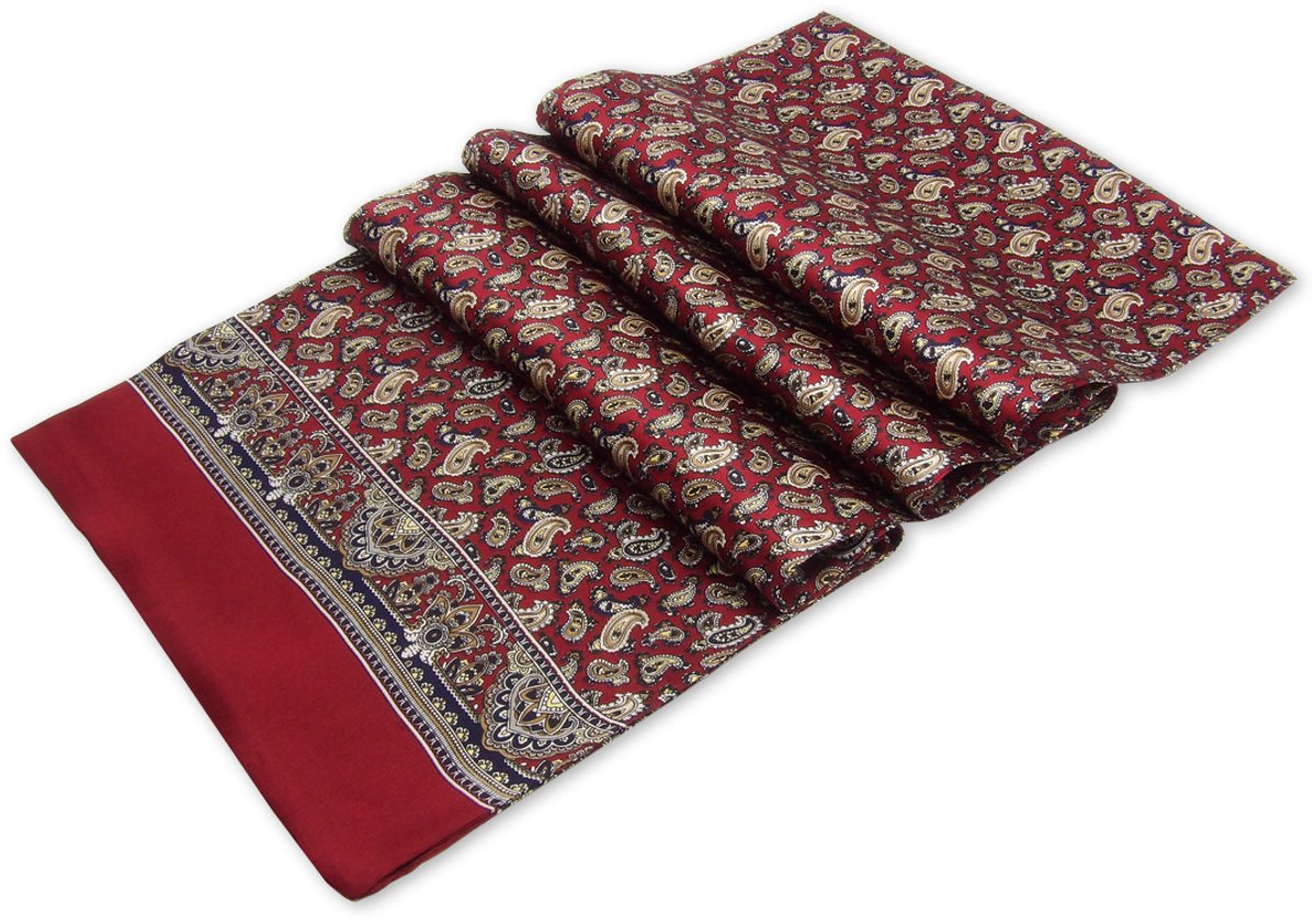 Zijden Herensjaal - Luxe Fashion Sjaal van 100% Zijde - Vintage Paisley Rood