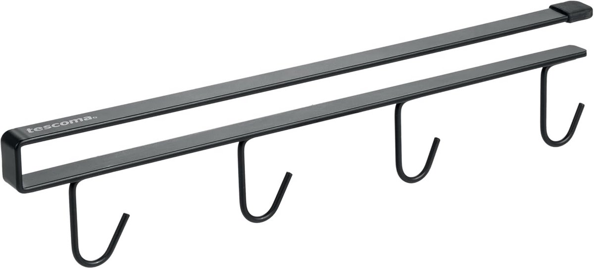 Wandrek Bekerhouder Zwart Metaaldraad - Keukenorganizer 31 cm