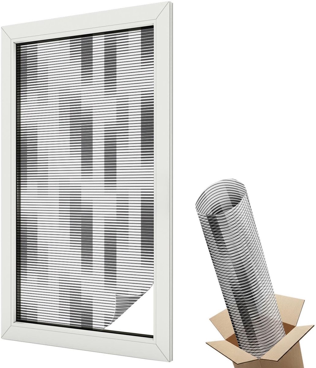 Wallfluent Glas in Lood Raamfolie - Grafisch raster Glas in Lood Folie - 50x100 cm - Zwart-wit Plakfolie Raam Glas in Lood - Decoratieve Plakfolie Glas in Lood - Voor de woonkamer, voor het kantoor, voor de hal - Glas in Lood Folie voor Raam