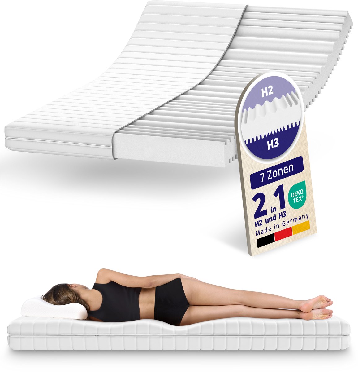 Matras - 200x200 - 7 zones - koudschuim - premium tijk - Allergievriendelijk - 15 cm hoog – Zacht