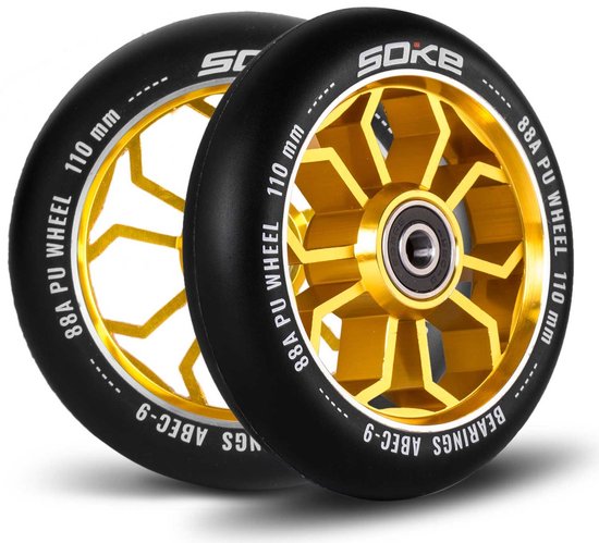 Soke Stuntstep Wielen – 110 mm – Goud – Set van 2 stuks