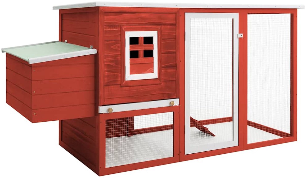 Bol.com vidaXL - Kippenhok - met - nachthok - hout - rood aanbieding