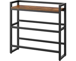 Drankkrattenrek voor 6 kratten, bier- en fruitkrattenhouder, vintage bruin en zwart