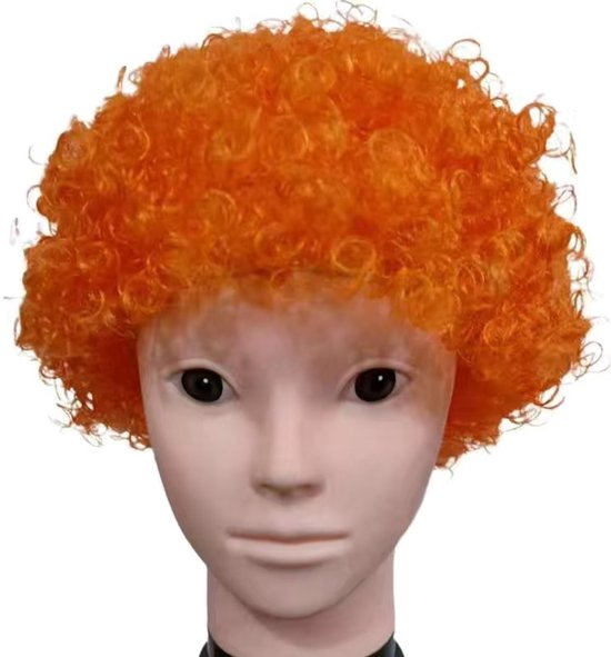 Kinderpruik van synthetisch Afrikaans haar - unisex - geschikt voor feestjes en andere gelegenheden - Koningsdag - leuk en spannend - oranje