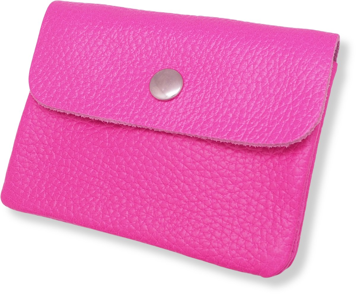 Bijoutheek Portemonnee Leer Italiaans Fluor Fuchsia