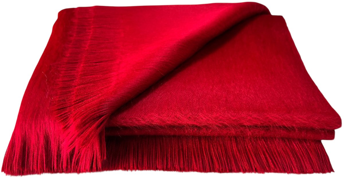 Alpaca D'Luxe Sjaal - Hypoallergeen - Rood - Zacht en van Kwaliteit - Luxe Alpaca Wollen Sjaal - Sjaals Dames - Sjaals Heren - Damesmode - Herenmode - Luxe cadeau - Cadeau tip - Warm - Stijlvol - Accessoires - Shawls - Elegant - Scarf - Duurzaam