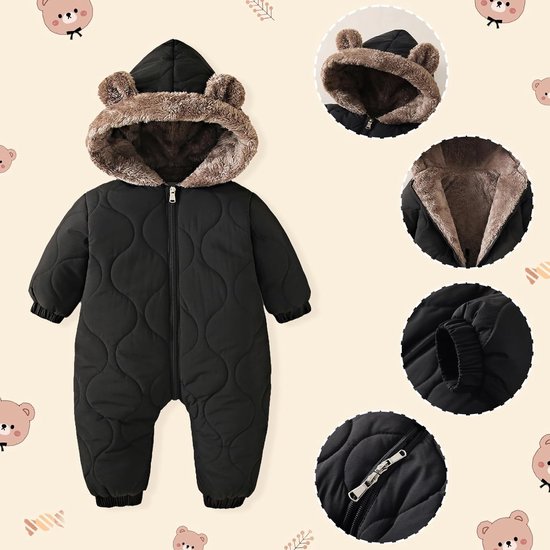 Dikke Fleece Baby Sneeuwpak - Warme Winter Jumpsuit met Capuchon voor Jongen en Meisje (0-24 Maanden) — afbeelding 4