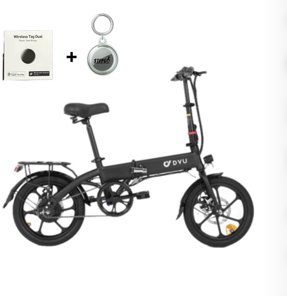 elektrische fiets - vouwfiets - DYU A1F PRO - opvouwbaar - 50/60 km bereik - 16 inch banden - inclusief tracker traceer systeem