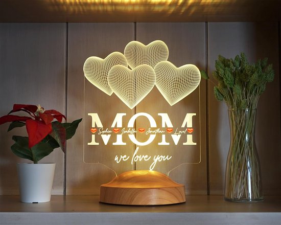 Gepersonaliseerd Nachtlampje Hartvormig met Afstandsbediening - Uniek Cadeau voor Moederdag van Merkloos — afbeelding 2