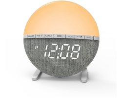 Wake Up Light Wekker – Sunrise Lichtwekker met Nachtlamp – Digitale Alarmklok met Snooze – Dimbare Nachtlamp & Zonsopgang Simulator – Oplaadbare Wekker Slaapkamer – 12/24h LED Klok