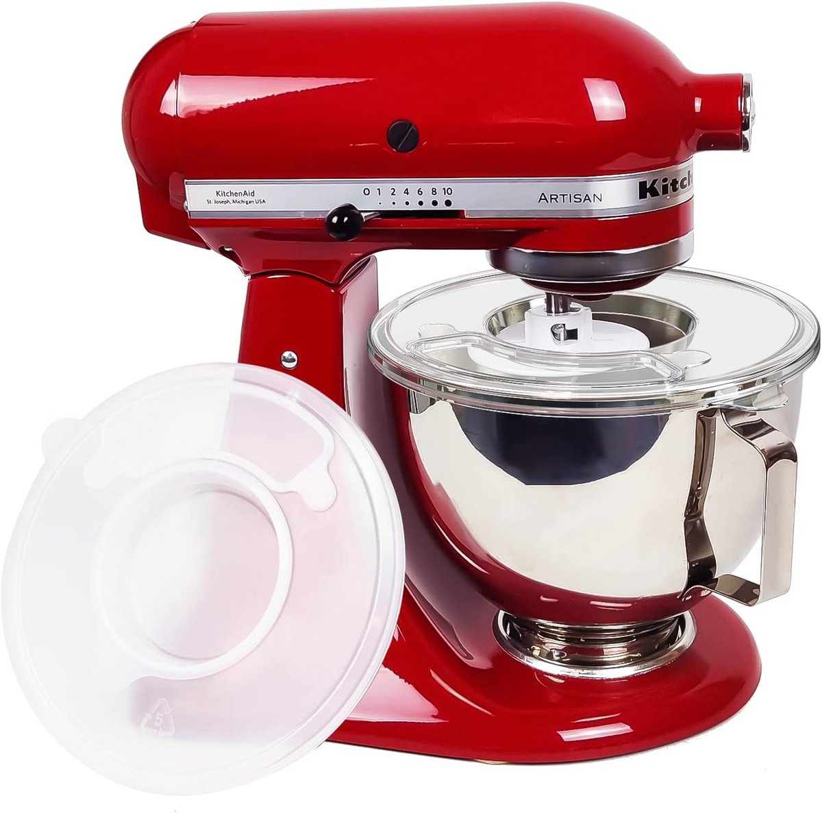 Kom Deksel - Mixer Kap - Morsen Voorkomen - Extra Gietopening - 5 Liter